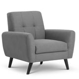 Monza Set: Three + Two + Single Seater Sofa/ Arm Chair  Mid Grey Linen Fabric