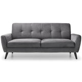 Monza Set: Three + Two + Single Seater Sofa/ Arm Chair Dark Grey Velvet Fabric