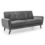 Monza Set: Three + Two + Single Seater Sofa/ Arm Chair Dark Grey Velvet Fabric