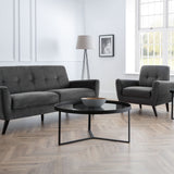 Monza Set: Three + Two + Single Seater Sofa/ Arm Chair Dark Grey Velvet Fabric