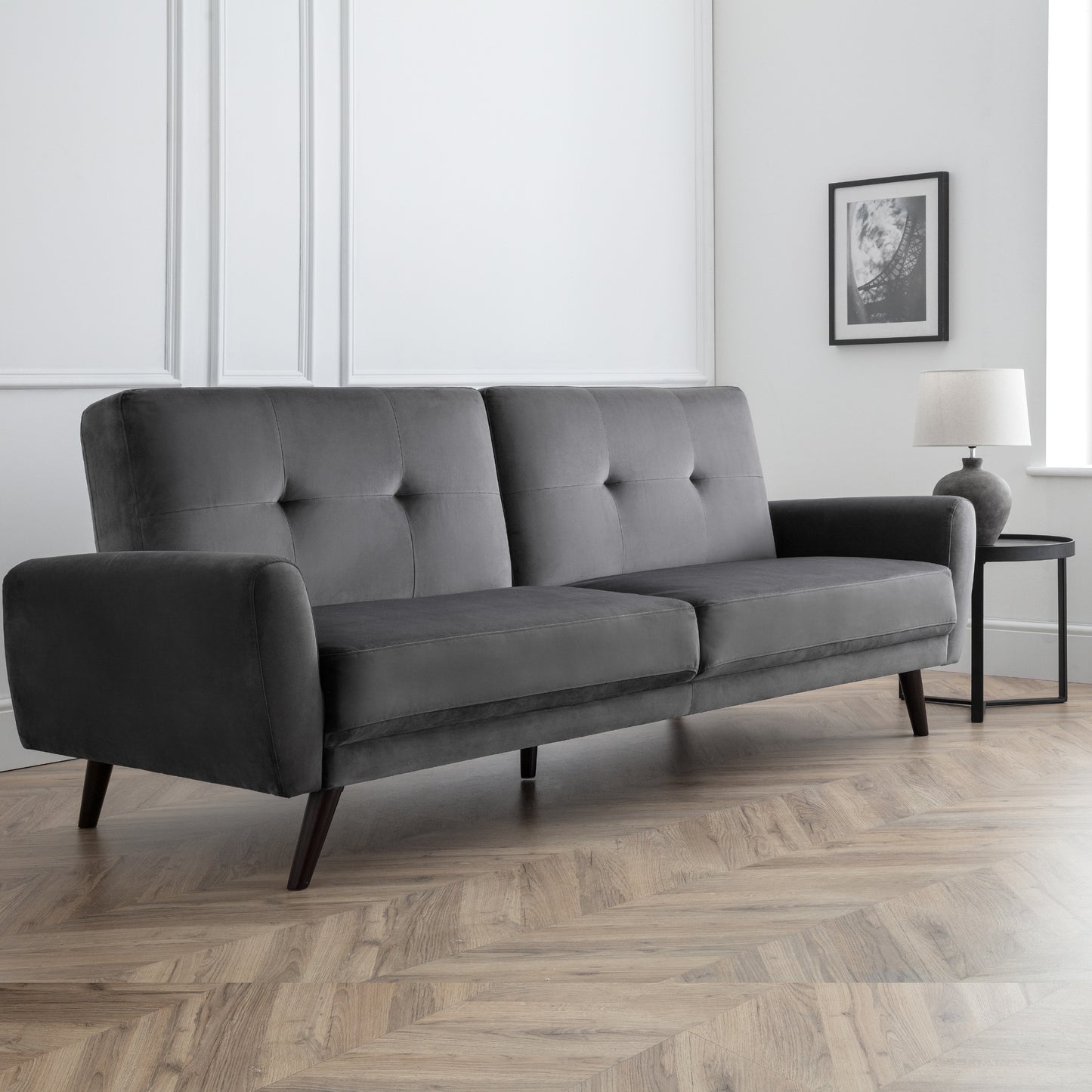 Monza Sofabed Dark Grey Velvet Fabric