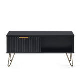 Murano Coffee Table in Matte Black & Gold Accents