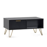 Murano Coffee Table in Matte Black & Gold Accents