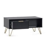 Murano Coffee Table in Matte Black & Gold Accents