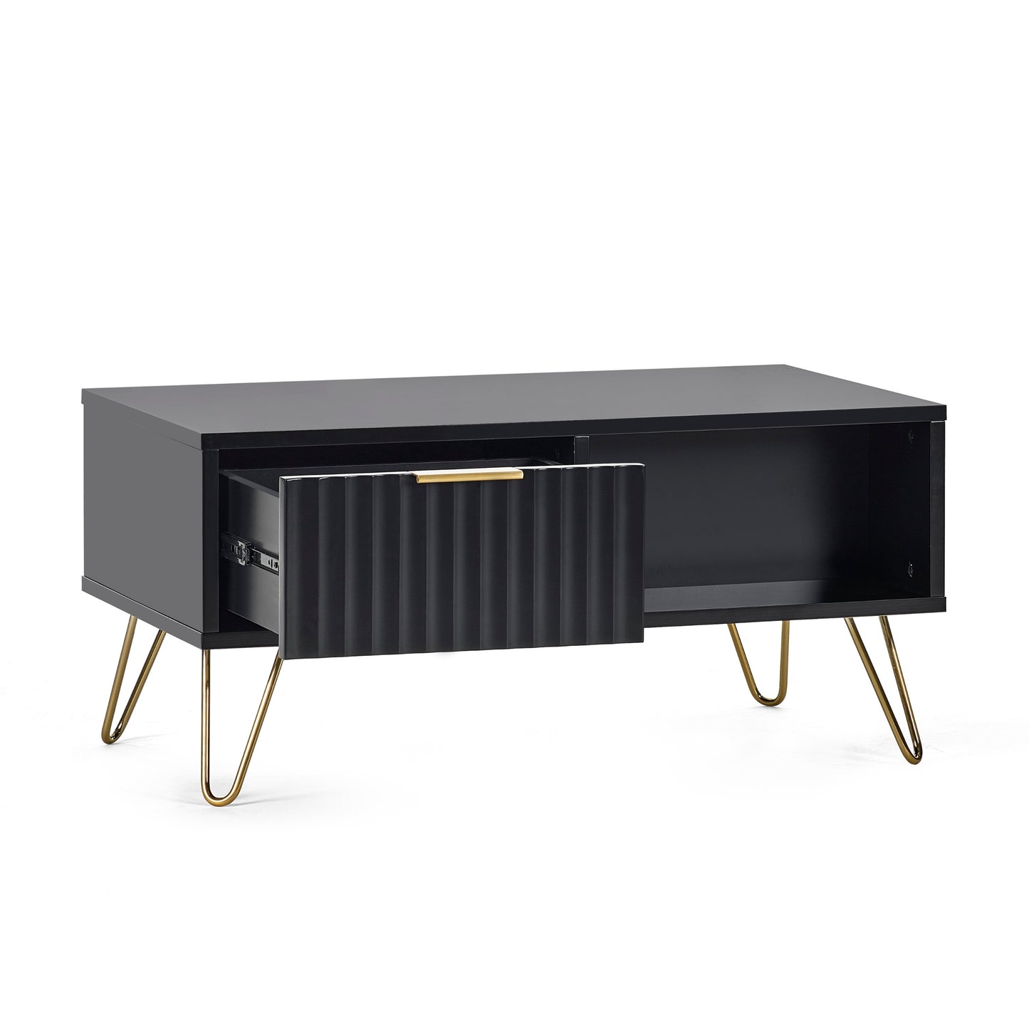 Murano Coffee Table in Matte Black & Gold Accents