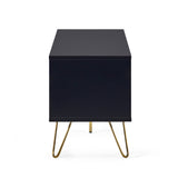 Murano TV Unit in Matte Black & Gold Accents