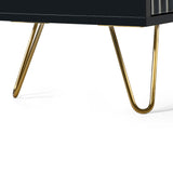 Murano TV Unit in Matte Black & Gold Accents