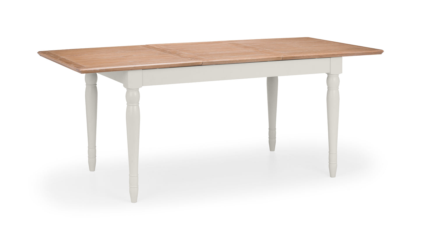 Provence Extending Limed Oak Top Grey Lacquer Dining Table