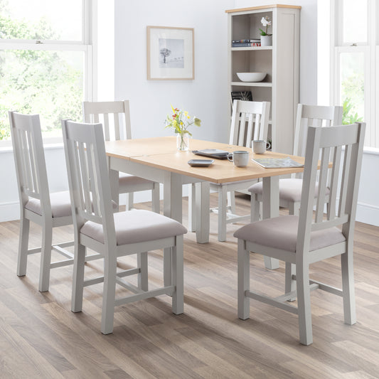 Richmond White Oak Flip Top Dining Table + Dining Chair White Oak solids Veneers with Elephant Grey(6 Chairs)