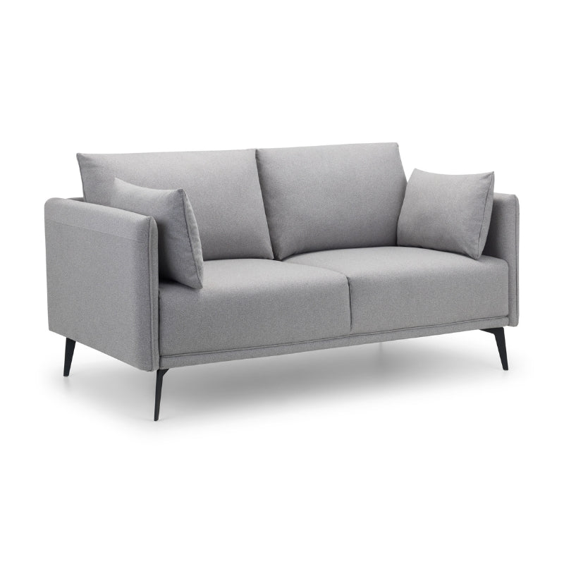 Rohe Sofa 3 Seater or 2 Seater or Single Seater Sofa/Arm Chair Platinum Wool Feel Fabric With Black Metal Legs