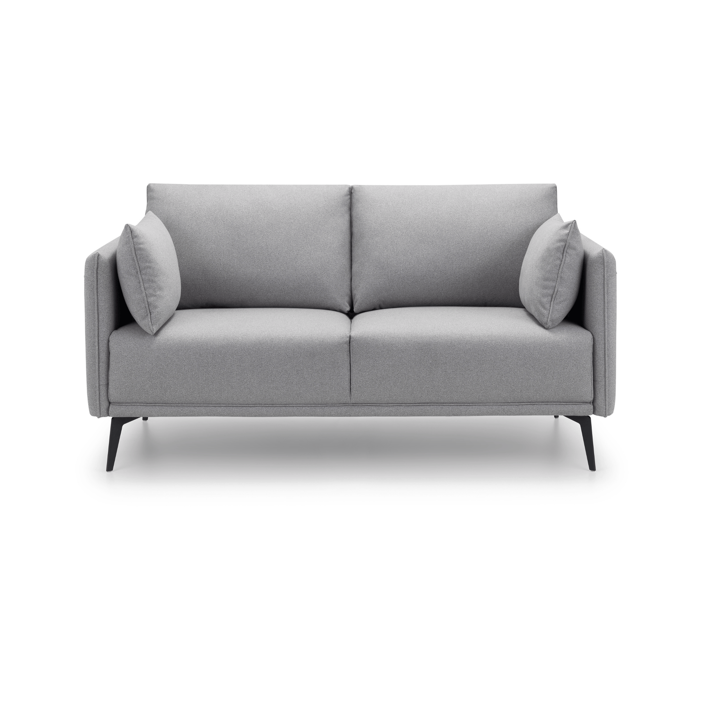 Rohe 2 Seater Sofa Platinum Wool Feel Fabric With Black Metal Legs