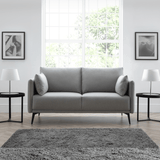 Rohe 2 Seater Sofa Platinum Wool Feel Fabric With Black Metal Legs