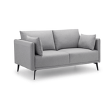 Rohe 2 Seater Sofa Platinum Wool Feel Fabric With Black Metal Legs