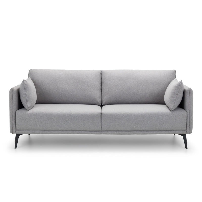 Rohe Sofa 3 Seater or 2 Seater or Single Seater Sofa/Arm Chair Platinum Wool Feel Fabric With Black Metal Legs