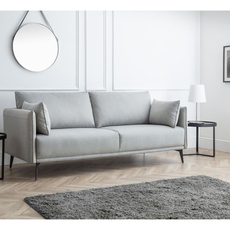 Rohe Sofa 3 Seater or 2 Seater or Single Seater Sofa/Arm Chair Platinum Wool Feel Fabric With Black Metal Legs