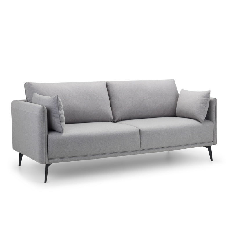 Rohe Sofa 3 Seater or 2 Seater or Single Seater Sofa/Arm Chair Platinum Wool Feel Fabric With Black Metal Legs