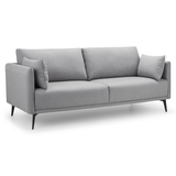 Rohe 3 Seater Sofa Platinum Wool Feel Fabric With Black Metal Legs