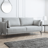 Rohe Sofa Set: 3+2+1 Seater Sofa/Arm Chair Platinum Wool Feel Fabric With Black Metal Legs