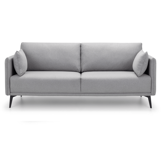 Rohe 3 Seater Sofa Platinum Wool Feel Fabric With Black Metal Legs