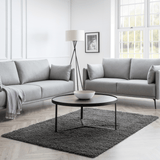 Rohe Sofa Set: 3+2+1 Seater Sofa/Arm Chair Platinum Wool Feel Fabric With Black Metal Legs