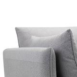 Rohe 3 Seater Sofa Platinum Wool Feel Fabric With Black Metal Legs