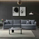 Rubin Corner Sofa with Soft Textured Boucle Fabric in Charcoal Colour