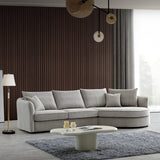 Rubin Corner Sofa with Soft Textured Boucle Fabric in Pebble Colour