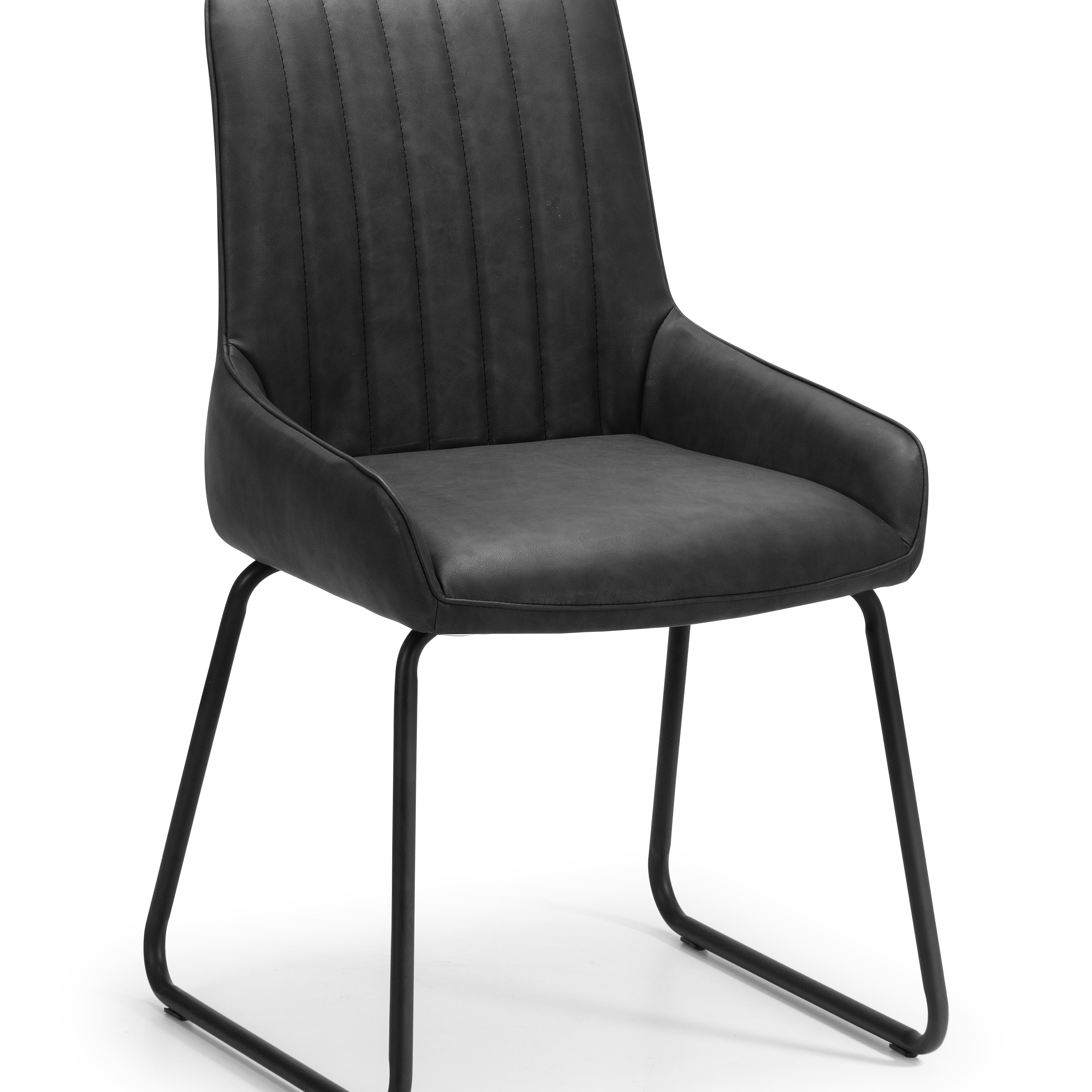 Soho Dining Chair Black Faux Leather Black Metal