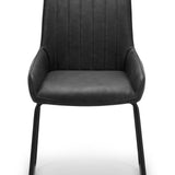 Soho Dining Chair Black Faux Leather Black Metal(2 Chairs)