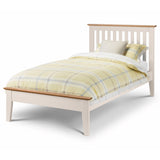 Salerno Shaker Wooden Bed Ivory Lacquered MDF + Solid White Oak - Two Tone