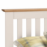 Salerno Shaker Wooden Bed Ivory Lacquered MDF + Solid White Oak - Two Tone