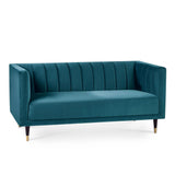 Salma 2 Seater Sofa Scalloped Back Teal