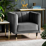 Salma Scalloped Back Grey Set: 3+2+1 Seater Sofa/Arm Chair