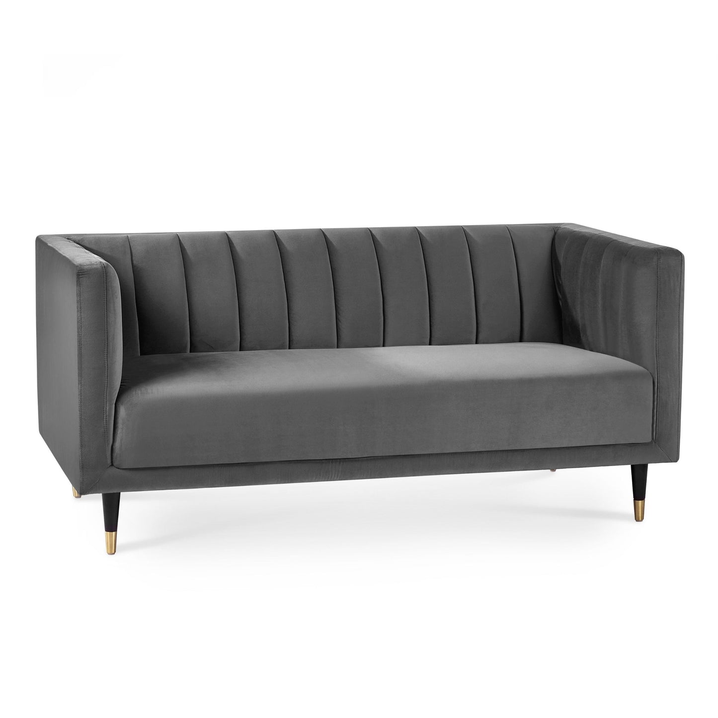 Salma 2 Seater Sofa Scalloped Back Grey