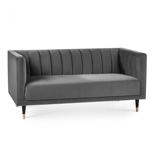 Salma 2 Seater Sofa Scalloped Back Grey