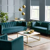 Salma Scalloped Back Teal Set: 3+2+1 Seater Sofa/Arm Chair