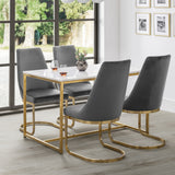 Scala Gold Dining Table & Vittoria Cantilever Dining Chair Grey Gold(4 Chairs )