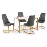 Scala Gold Dining Table & Vittoria Cantilever Dining Chair Grey Gold(4 Chairs )