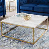 Scala Gold White Marble Top Coffee Table