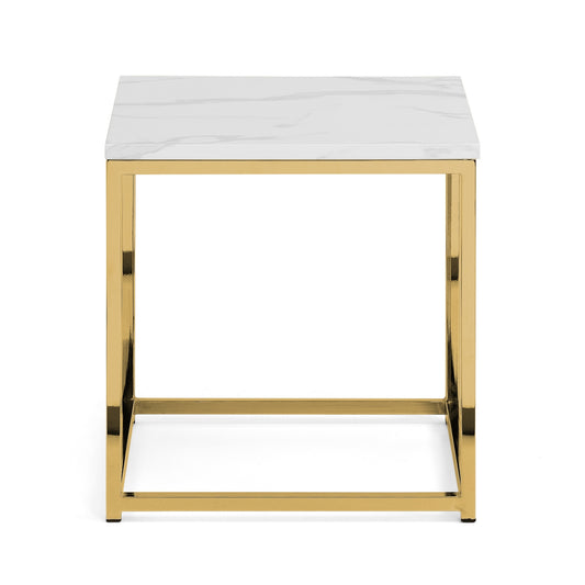 Scala Lamp Table Gold Frame & Marble Top