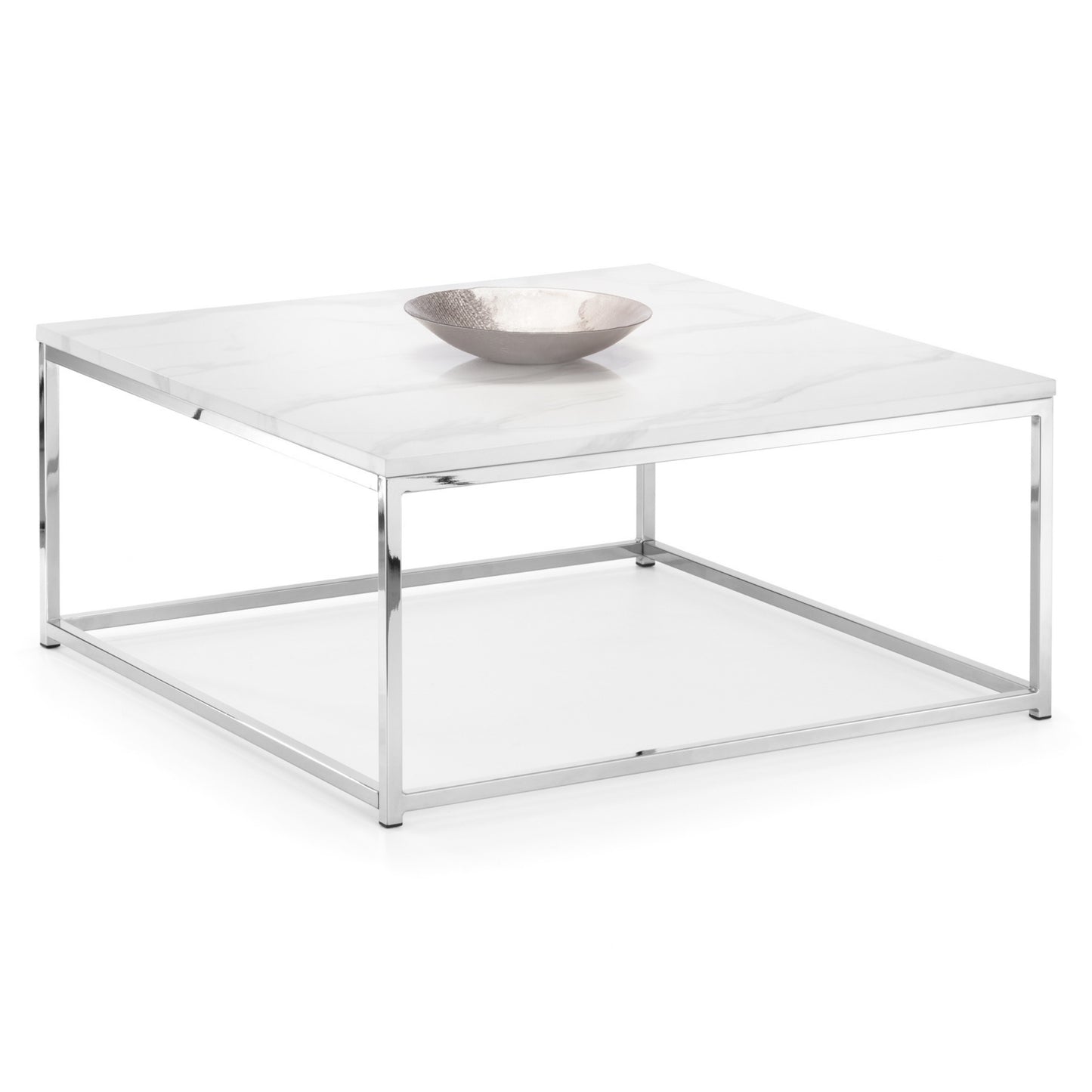 Scala Stainless Steel White Marble Top Coffee Table