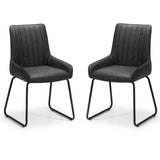 Brooklyn Round Solid Oak Dining Table & Soho Dining Chair Black Faux Leather Black Metal