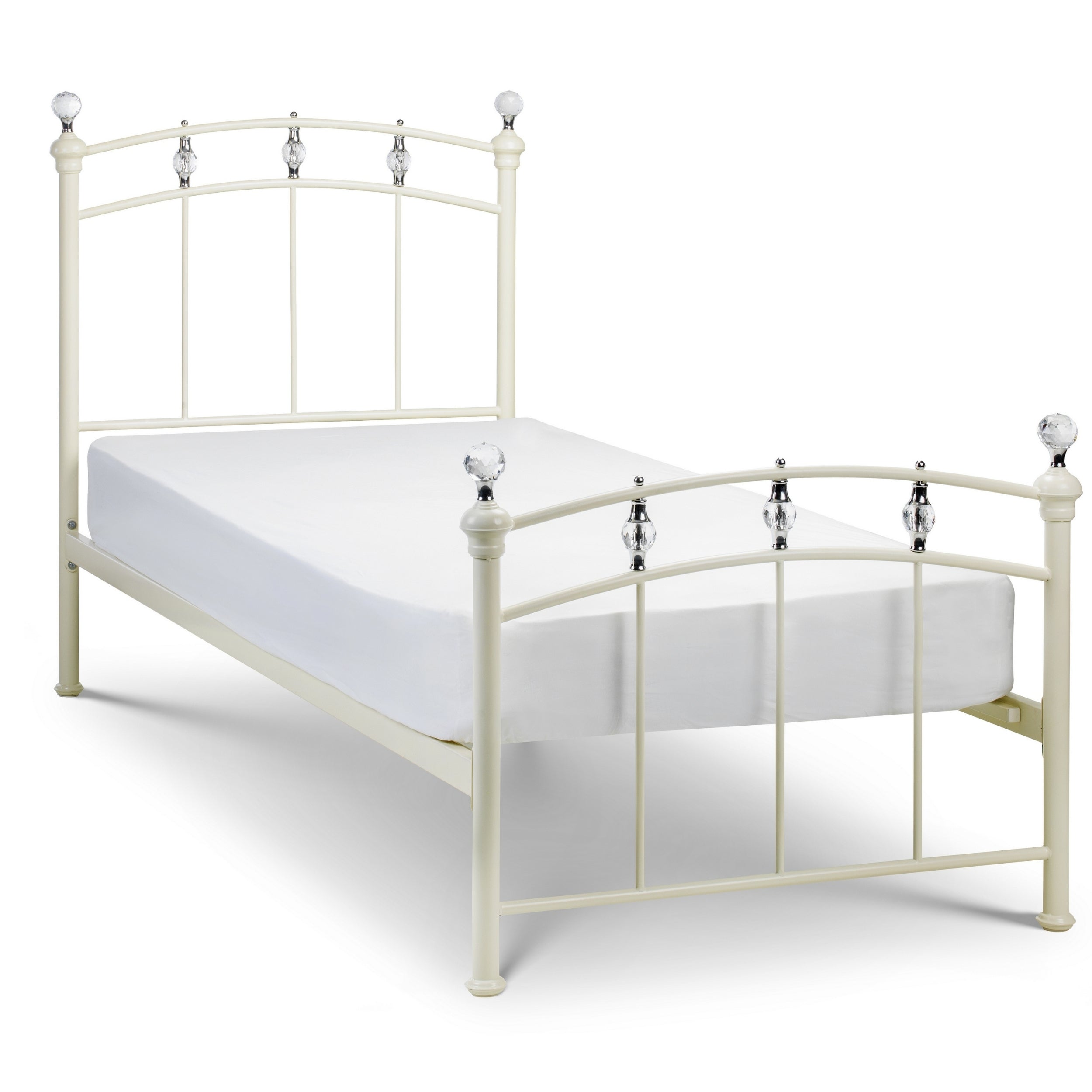 Sophie Crystal Bed- Stone White Satin Powder Coated