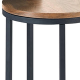 Tribeca Round Nesting Side Tables Sonoma Oak & Black Metal Frame