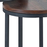 Tribeca Round Nesting Side Tables Walnut & Black Metal Frame