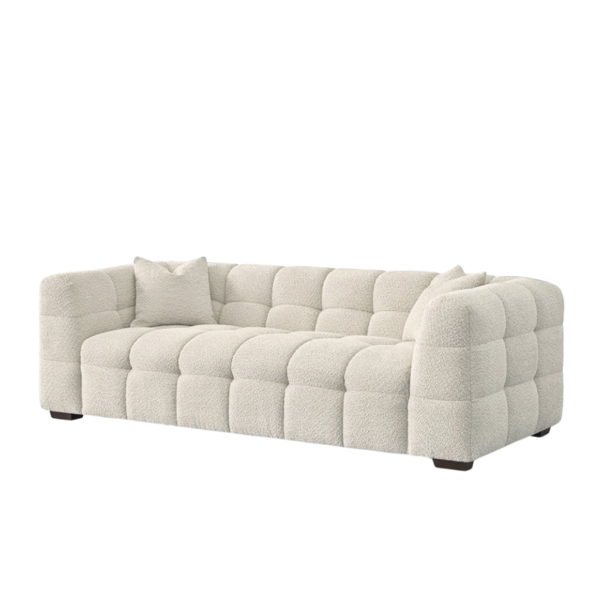 Tribeca Sofa with soft Boucle Fabric in Oatmeal colour.