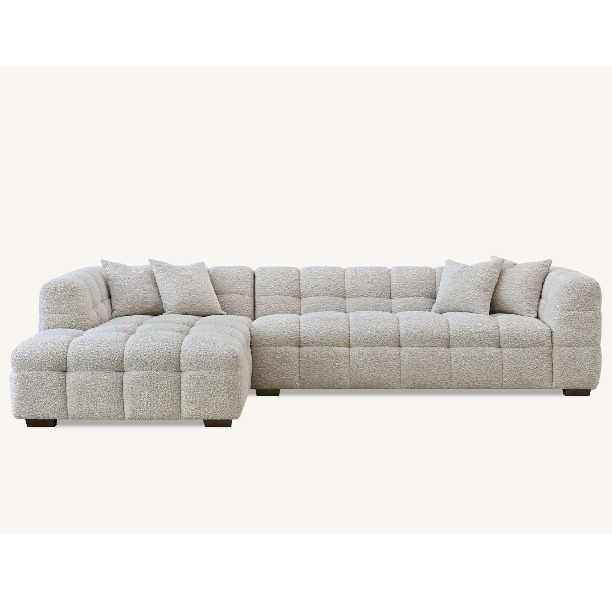 Tribeca Sofa with soft Boucle Fabric in Oatmeal colour.