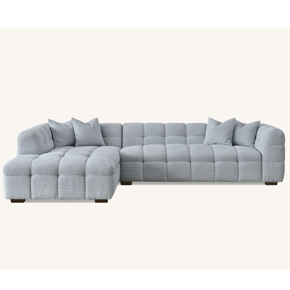 Tribeca Sofa with soft Boucle Fabric in Pearl colour.