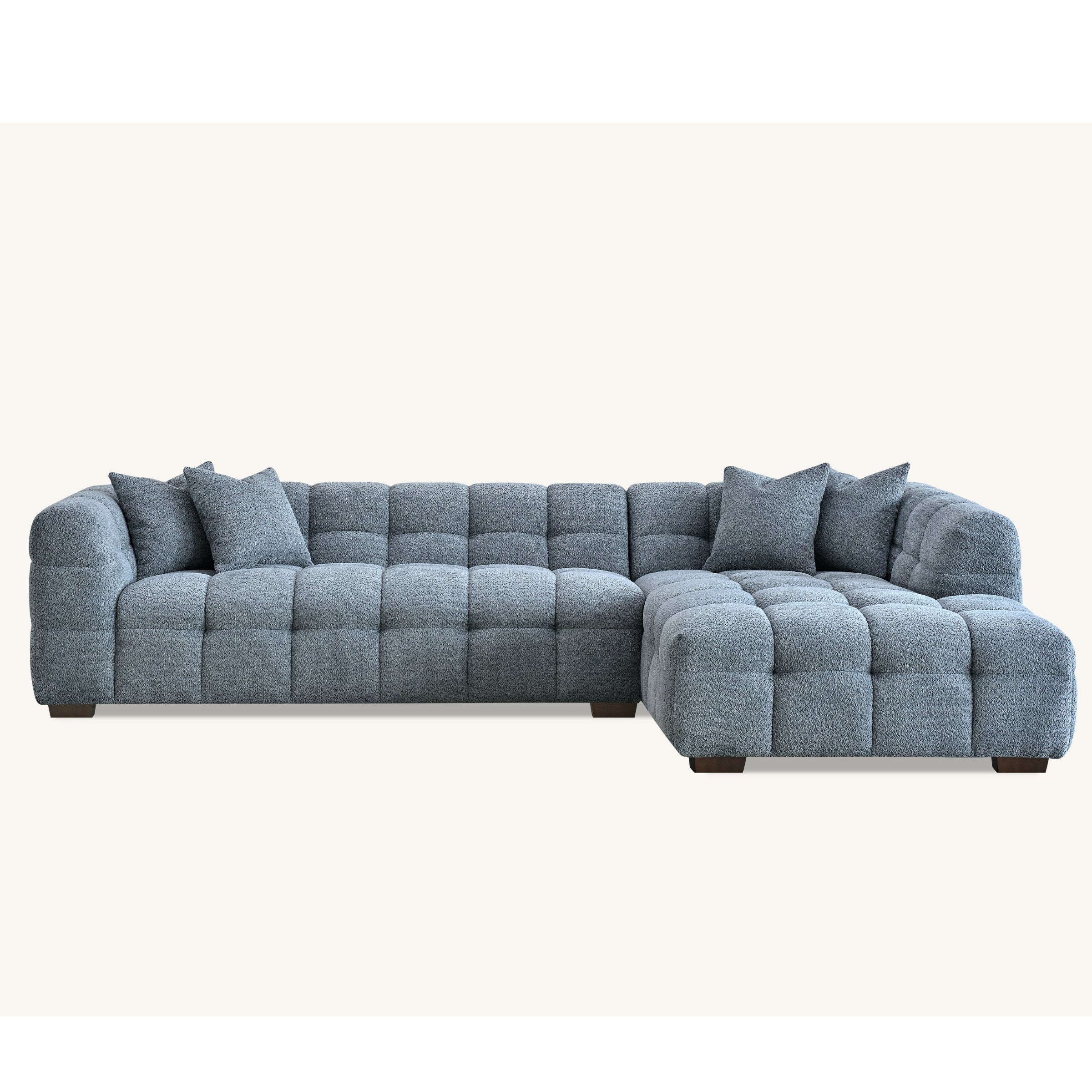 Tribeca Sofa with soft Boucle Fabric in Iron colour.