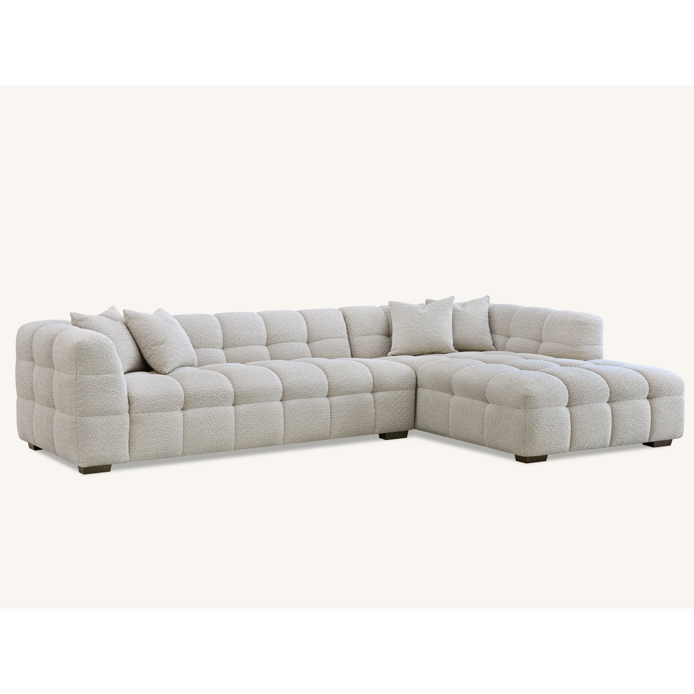 Tribeca Sofa with soft Boucle Fabric in Oatmeal colour.